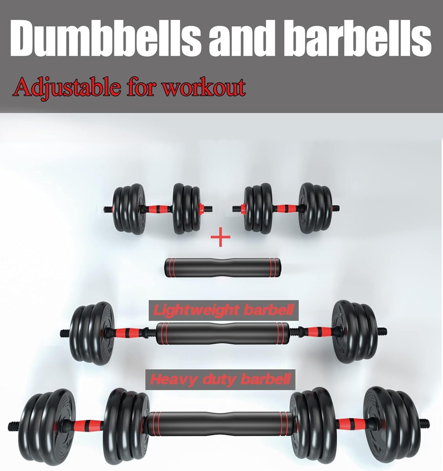 CANMALCHI Adjustable Dumbbells Weights Set 20lbs/33lbs/44lbs for Indoor Workout Dumbbell Weight Barbell Perfect for Bodybuilding Fitness Lifting Training Home Gym Equipment