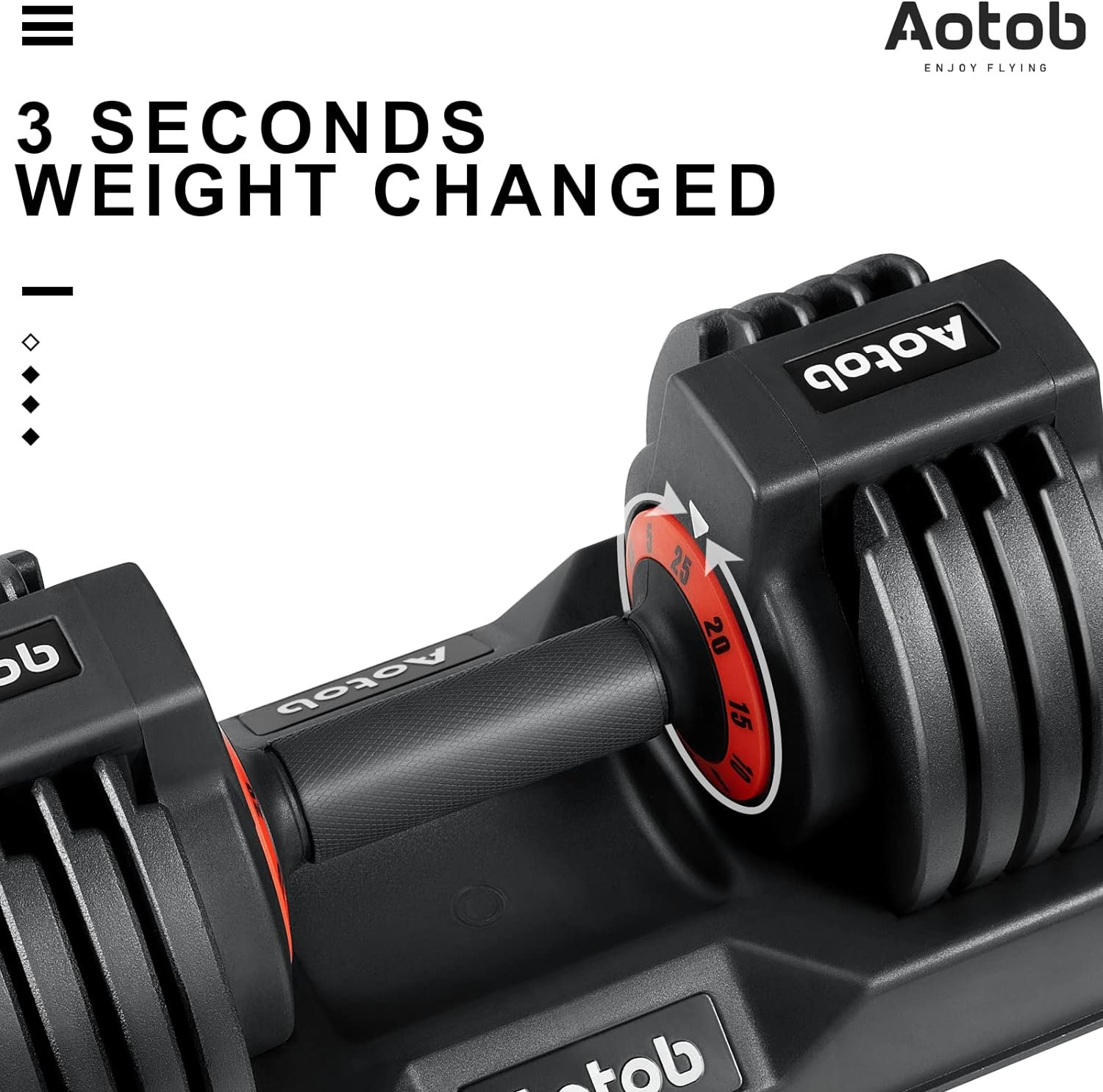 AOTOB 25/55 lbs (Pair) Adjustable Dumbbell Set, Dumbbells Adjustable Weight with Anti-Slip Fast Adjust Turning Handle, Dumbbell Sets Adjustable for Men and Women, Dumbbells Pair for Home Gym Exercise