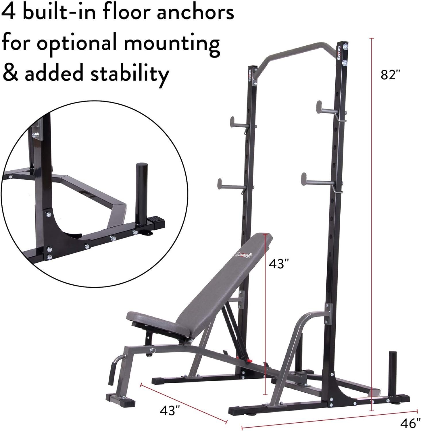 Body Champ Launch Bench Set with 2-Piece Power Rack, Home Fitness Equipment