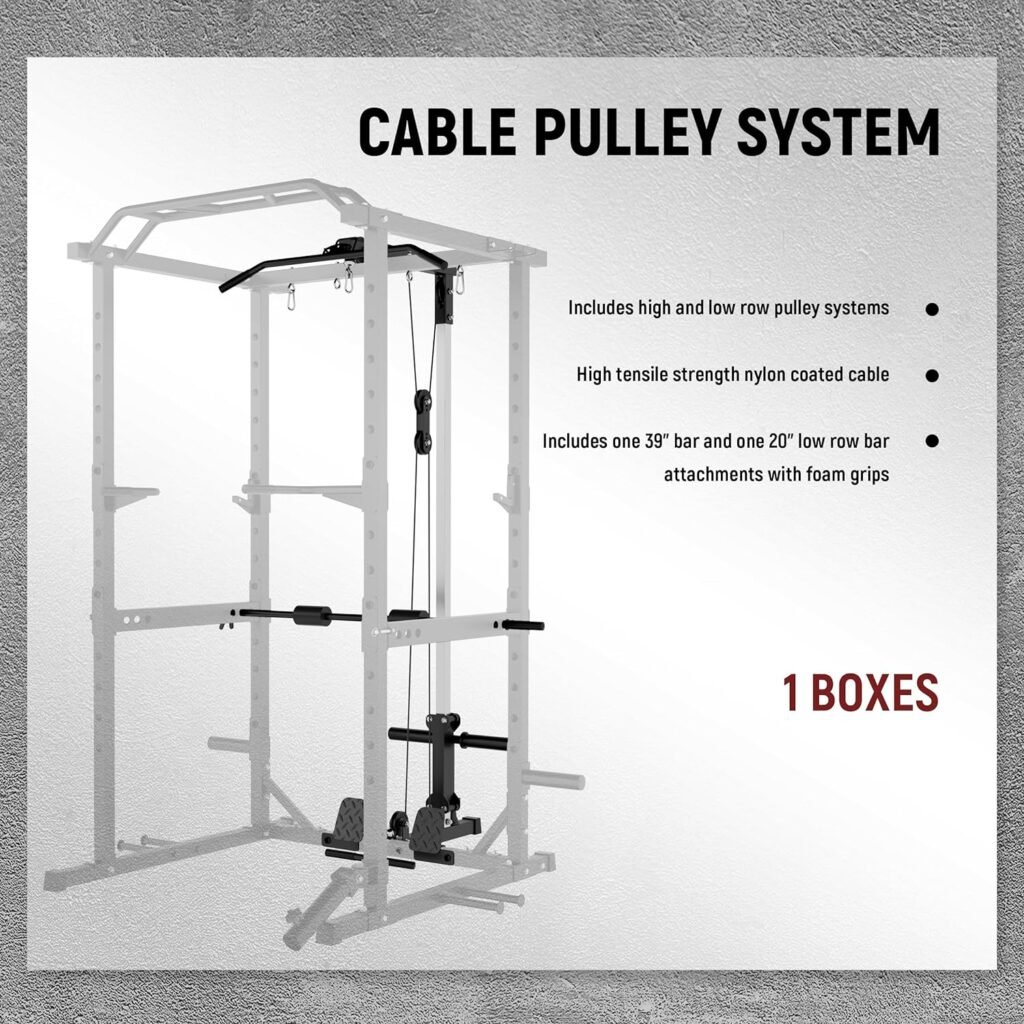 Major LUTIE Power Cage, PLM05 All-in-One 1200lbs Capacity Power Rack with LAT Pull Down and Landmine Attachment for Home Gym, Weight Cage with T Bar Dip Bar J-Hook