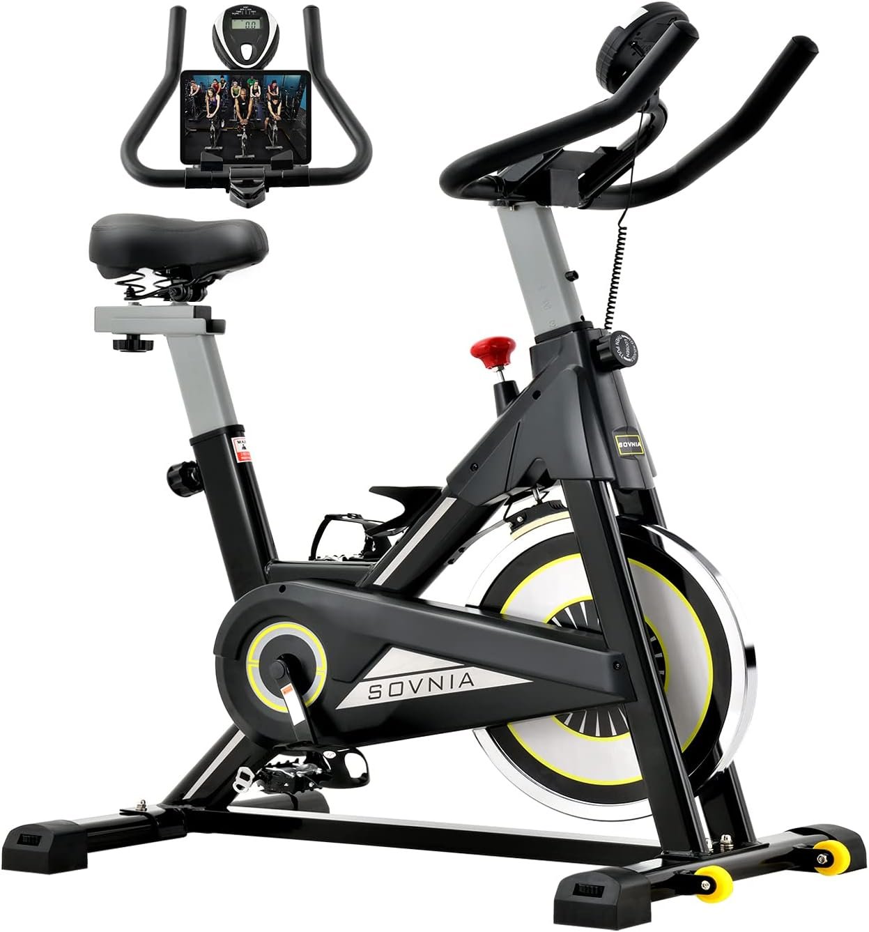 Sovnia Exercise Bike-Stationary Indoor Cycling Bike for Home 300 Lbs Weight Capacity, Comfortable Seat Cushion and iPad Holder