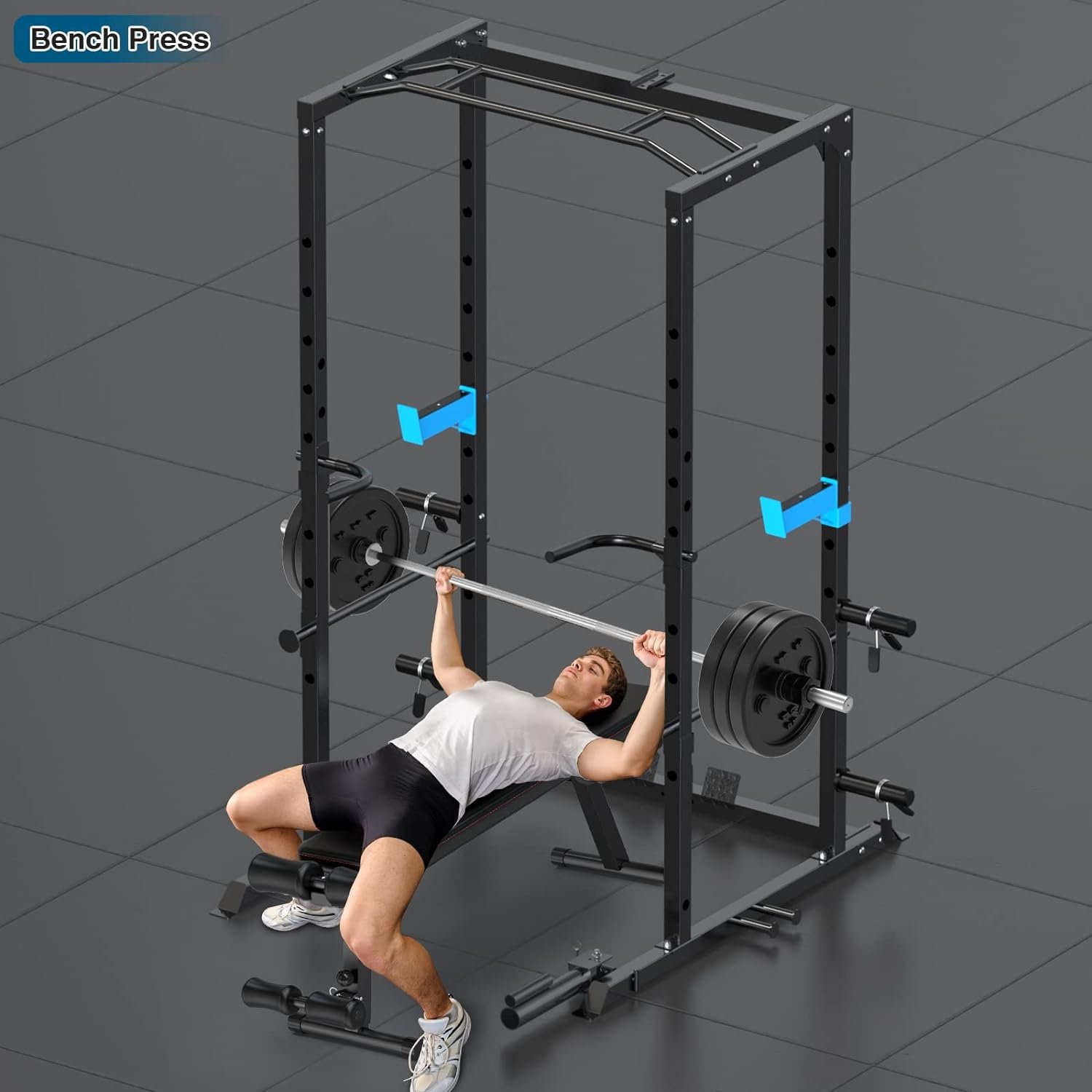 ULTRA FUEGO Power Cage, Multi-Functional Power Rack with J-Hooks, Dip Handles, Landmine Attachment and Optional Cable Pulley System for Home Gym